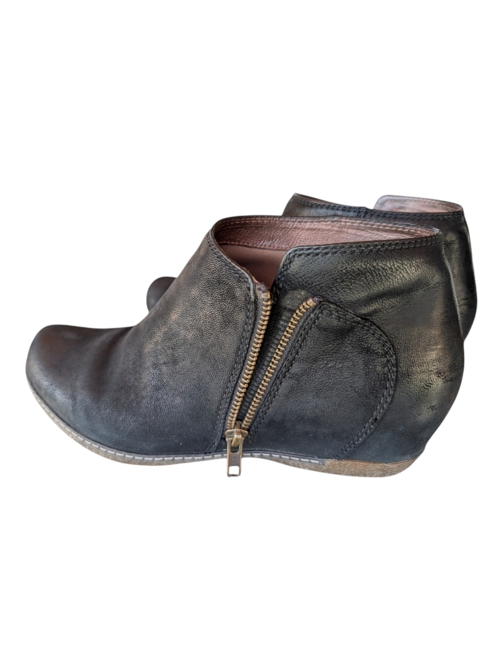 Dansko Black Leather Ankle Booties with Side Zip